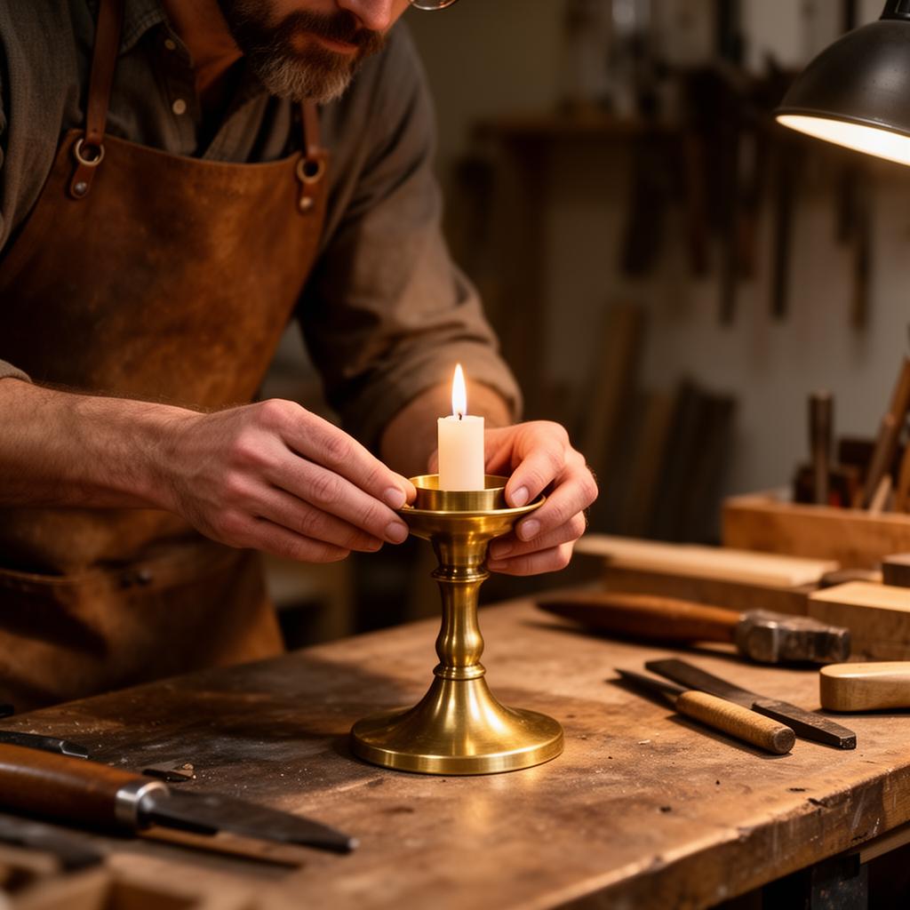 Cartivou artisan styling a brass candle holder